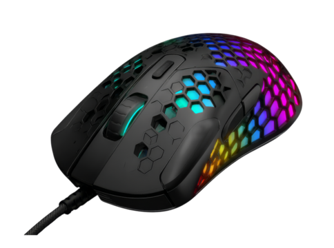 Rgb gaming mouse honeycomb design wireless ergonomic, On Transparent Background, Png