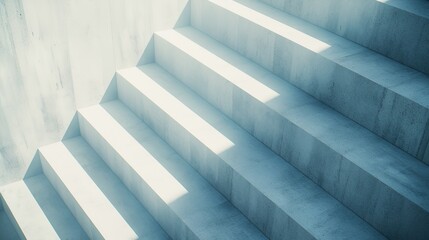 Obraz premium Minimalist White and Green Striped Stairs Close-Up on Pure White Background