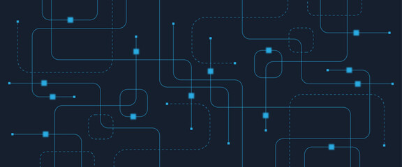 Abstract digital AI circuit board background with tech icons. Digital technology motherboard texture design. Engineering circuit board concept for poster, header, banner, website, presentation