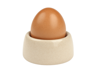 Brown egg in a beige ceramic egg cup isolated on black background, On Transparent Background, Png