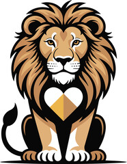 Fototapeta premium A majestic lion with a heart-shaped design,