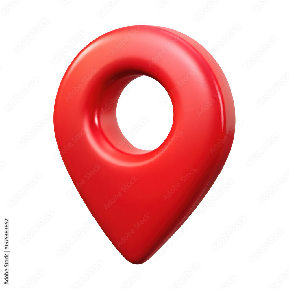 Fototapete 3d realistic red map pointer icon isolated on transparent background