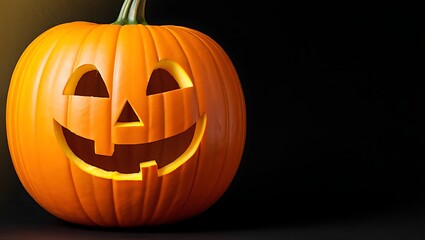 Spooky Halloween Jack-o'-lantern Carved Pumpkin with Glowing Face