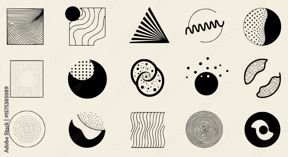 Poster geometric shapes in a minimalist design showcases abstract vector graphics for modern design and art