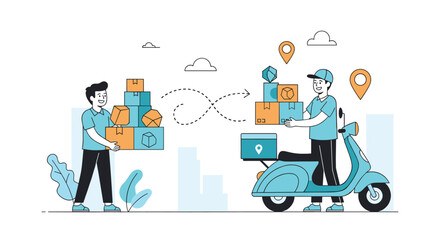 Efficient package delivery service connecting customers with couriers via scooter network for swift local transport solutions