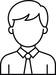 Obraz premium Business Professional Silhouette Vector Featuring Black and White Line Drawing of Featureless Male Figure in Collared Shirt and Tie with Neatly Styled Hair for Corporate, Identity,