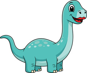 Cute cartoon dinosaur illustration, smiling blue brontosaurus vector, friendly prehistoric animal drawing, educational kids dinosaur clipart, fun dino design © Creative Asif