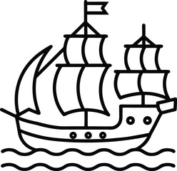 Mayflower ship line art vector illustration sailing vessel