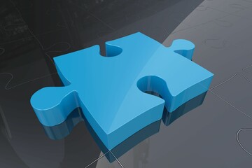 Close-up of blue jigsaw piece