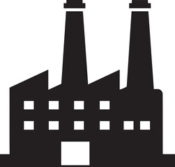 Factory Icon Silhouette in Black | Industrial Building Illustration Vector Format