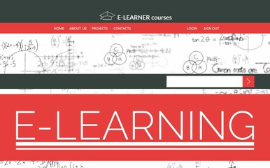 Digital composite image of e-learning interface on screen