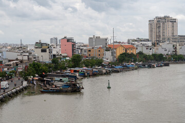 Canal-Side Housing settlements in Ho Chi Minh Vietnam