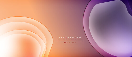 Abstract gradients blend, creating flowing shapes. Warm orange transitions into cool purple. Modern design element for backgrounds.