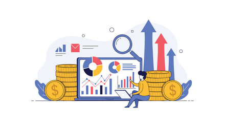 Naklejka premium Analyzing financial performance and growth strategies for business success and investment returns