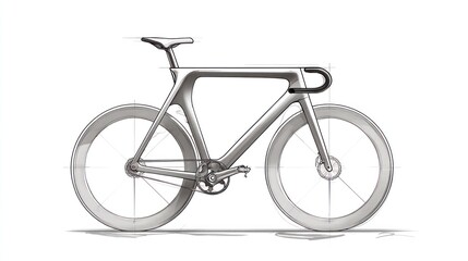 Minimalist Bicycle Concept Sketch with Integrated Handlebar and Sculpted Frame &ndash; Side Profile Design