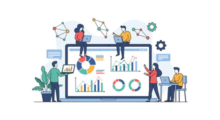Obraz premium Team collaboration enhances business analytics and data visualization for strategic decision making