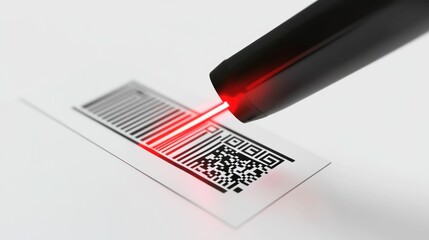 Laser scanner reading barcode and QR code