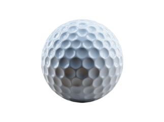 Closeup of a white golf ball isolated on black background, On Transparent Background, Png