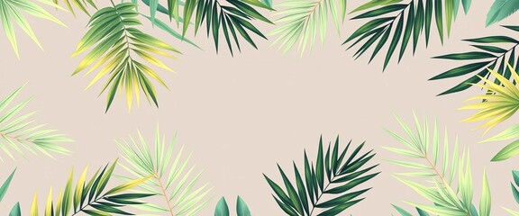 Elegant, minimalist palm leaf pattern; seamless tropical design,  white,   leaves