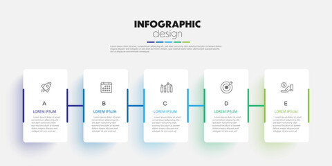 Timeline presentation infographic template with concept business icon 5 options