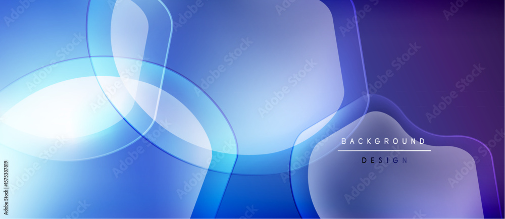 Poster abstract blue background. overlapping shapes create dynamic visual effect. gradient transitions, mod