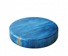 Blue wood grain round pedestal display isolated on transparent background