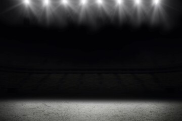 Composition of stage lights and ground on sports stadium