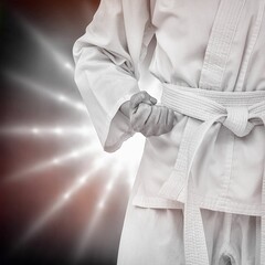 Midsection of white belt martial artist