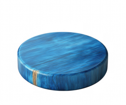 Blue wood grain round pedestal display isolated on transparent background - Powered by Adobe