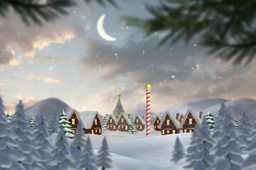 Cute christmas village at north pole