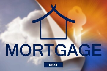 Digital image of mortgage web page and key