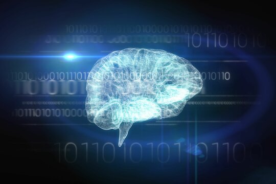 Brain interface in black and blue