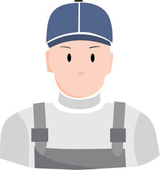 Illustration of a Male Worker Wearing a Cap and Overalls