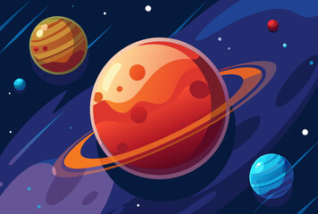 Cosmic Wonders. A vibrant journey through the solar system. showcasing planets and stars in a captivating cosmic dance.