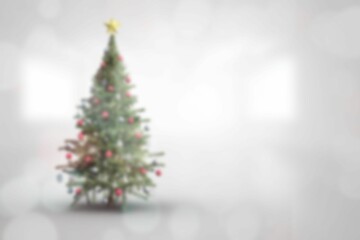 Blurry christmas tree in room