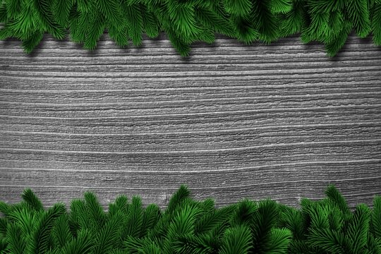 Fototapeta Fir tree branches over planks