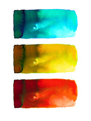 3 watercolor watches on a transparent background