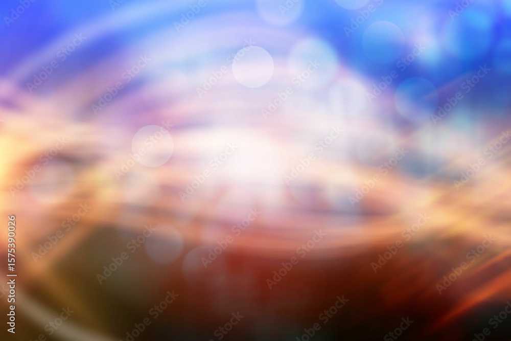 Poster abstract swirling light patterns are creating flow with bokeh circles on dark digital illustration