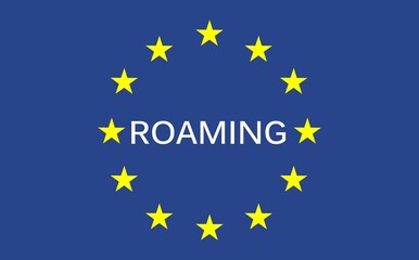 Roaming text on blue European Union flag
