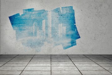 Display on wall showing data graphic