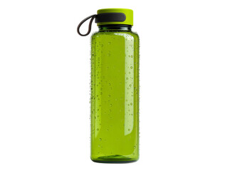 Refreshing green water bottle with carry loop condensation, On Transparent Background, Png
