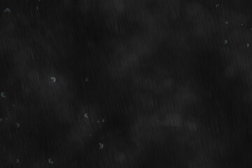 Showing heavy diagonal rain streaks with circular water droplets on glass pane, flat design