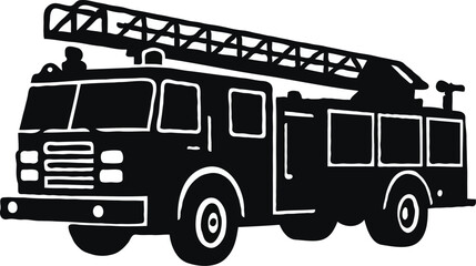 Powerful Fire Truck Silhouette Emergency Vehicle Illustration