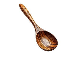 Elegant wooden serving spoon dark background kitchenware, On Transparent Background, Png