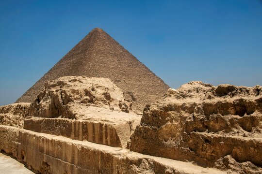 Khafre pyramid in the Egyptian desert at Giza