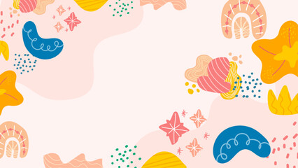 Abstract colorful design suitable for backgrounds, invitations, posters, and digital art. Geometric shapes and floral elements create a vibrant composition.