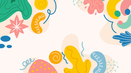 Colorful abstract artwork with organic shapes and pastel colors suitable for backgrounds, prints, digital art, and creative design projects.