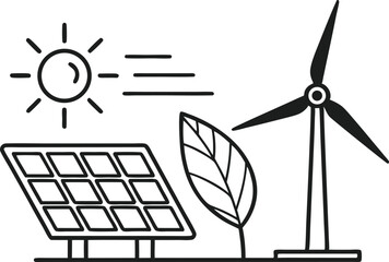 Green Energy and Sustainability Design Featuring Renewable Power Concepts. Artistic Green Energy and Sustainability Design Highlighting Eco-Friendly Solutions. Modern Green Energy and Sustainability