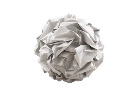 Crumpled white paper ball isolated on black background, On Transparent Background, Png - Powered by Adobe