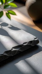 Close-Up of Embossed Grey Material with Organic Elements for mockup 